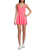 Active Seamed Bodice Pull-On Mini Tennis Dress