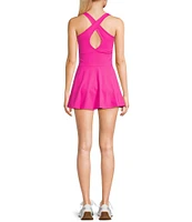 Active Seamed Bodice Pull-On Mini Tennis Dress