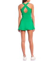 Active Seamed Bodice Pull-On Mini Tennis Dress
