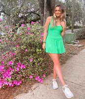 Active Seamed Bodice Pull-On Mini Tennis Dress
