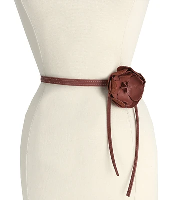 ADA 1.5#double; Flower Tie Leather Belt