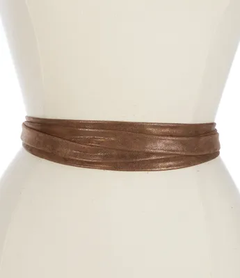 ADA 2#double; Midi Bronze Leather Wrap Belt