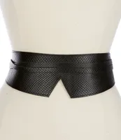 ADA 4#double; Olivia Snake Embossed Leather Wrap Belt