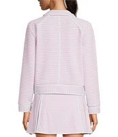 Addison Bay Bainbridge Stripe Print Quarter-Zip Mock Neck Long Sleeve Sweatshirt