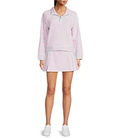 Addison Bay Bainbridge Stripe Print Quarter-Zip Mock Neck Long Sleeve Sweatshirt