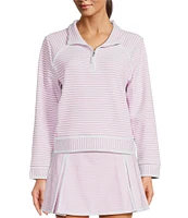 Addison Bay Bainbridge Stripe Print Quarter-Zip Mock Neck Long Sleeve Sweatshirt