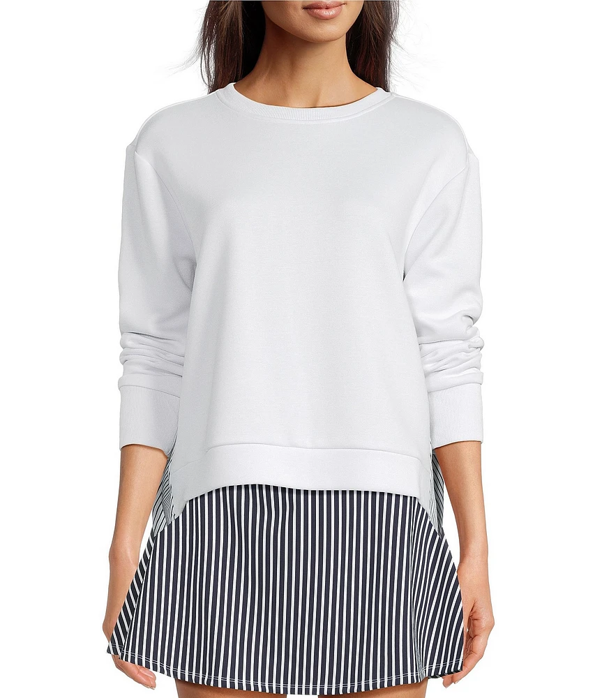 Addison Bay Bloom Stripe Print Scoop Neck Mixed Soft Luxe Pullover