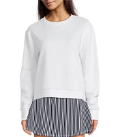 Addison Bay Bloom Stripe Print Scoop Neck Mixed Soft Luxe Pullover