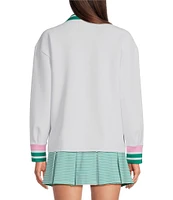 Addison Bay Easy Rugby Contract Stripe Print Long Sleeve Pullover Sweater