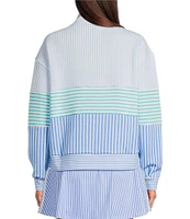 Addison Bay JV Quarter Zip Stripe Print Long Sleeve Coordinating Sweatshirt