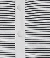 Addison Bay Lennon Stripe Print Crew Neck Short Sleeve Coordinating Boxy Top