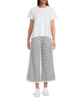 Addison Bay Lennon Stripe Print Wide Leg Coordinating Pull-On Crop Pants