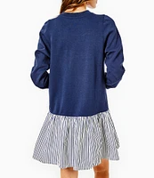 Addison Bay Long Sleeve Crew Neck Dropwaist Swing Sweatshirt Dress