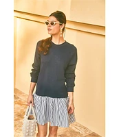 Addison Bay Long Sleeve Crew Neck Dropwaist Swing Sweatshirt Dress