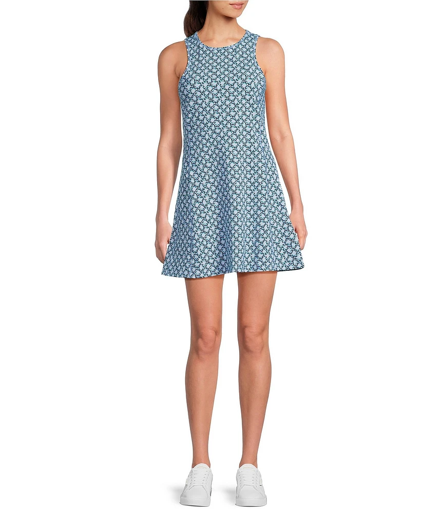 Addison Bay Panama Floral Round Neck Sleeveless Mini Dress