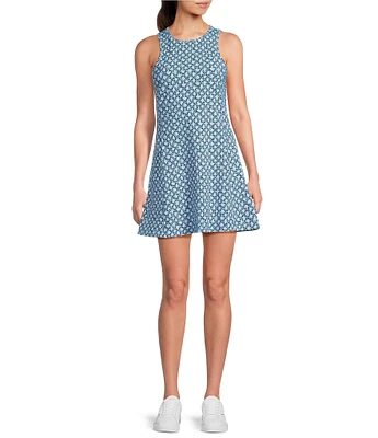 Addison Bay Panama Floral Round Neck Sleeveless Mini Dress