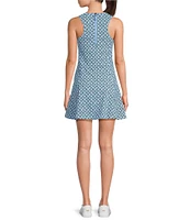 Addison Bay Panama Floral Round Neck Sleeveless Mini Dress