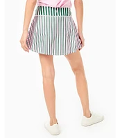 Addison Bay Pin Stripe High Rise Built-In Under Short Athletic Flounce Mini Skirt