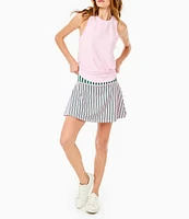 Addison Bay Pin Stripe High Rise Built-In Under Short Athletic Flounce Mini Skirt