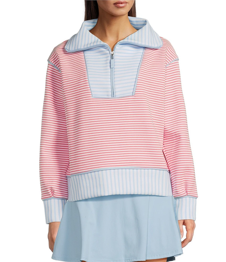 Addison Bay Polished Double Knit Alley Quarter Zip Long Sleeve Sweatshirt