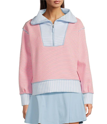 Addison Bay Polished Double Knit Alley Quarter Zip Long Sleeve Sweatshirt