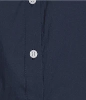 Addison Bay Sailor Solid Woven Long Puff Sleeve Button Front A-Line Dress