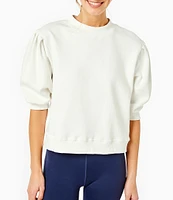 Addison Bay Short Puff Sleeve Cedar Pullover Sweatshirt Top