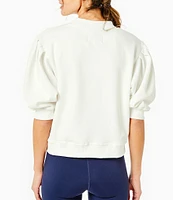 Addison Bay Short Puff Sleeve Cedar Pullover Sweatshirt Top