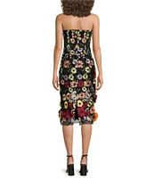 Adelyn Rae 3D Floral Mesh Strapless Neck Sleeveless Dress