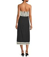 Adelyn Rae Fernanda Cotton Stripe Halter Neck Sleeveless Novelty Trim A-Line Midi Dress