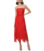 Adelyn Rae Jessika 3D Lace Strapless Neck Sleeveless Sheath Midi Dress