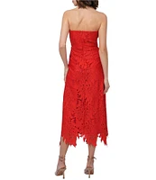 Adelyn Rae Jessika 3D Lace Strapless Neck Sleeveless Sheath Midi Dress