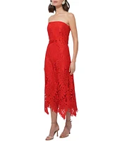 Adelyn Rae Jessika 3D Lace Strapless Neck Sleeveless Sheath Midi Dress