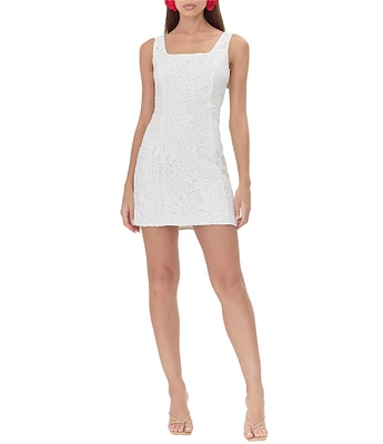 Adelyn Rae Julia 3D Lace Square Neck Sleeveless Sheath Mini Dress