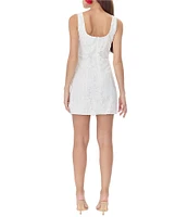 Adelyn Rae Julia 3D Lace Square Neck Sleeveless Sheath Mini Dress