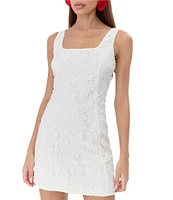 Adelyn Rae Julia 3D Lace Square Neck Sleeveless Sheath Mini Dress