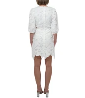 Adelyn Rae Lace V-Neck Short Sleeve Side Cutout Sheath Mini Dress