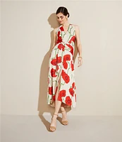 Adelyn Rae Rosalyn Woven Abstract Rose Print V Neck Sleeveless A-Line Maxi Dress