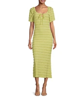 Adelyn Rae Stretch Texture Knit Scoop Neck Short Sleeve Midi Dress