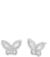 By Adina Eden Pave X Baguette Butterfly Stud Earrings