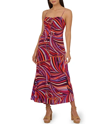 Adrianna by Adrianna Papell Abstract Print Jersey Sweetheart Keyhole Sleeveless Dress