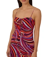 Adrianna by Adrianna Papell Abstract Print Jersey Sweetheart Keyhole Sleeveless Dress