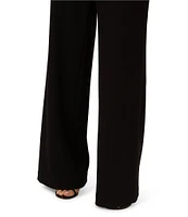 Adrianna by Adrianna Papell Crepe Knit Wide Leg Sequin Panel Jumpsuit