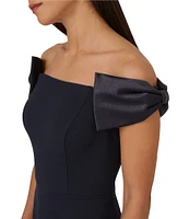 Adrianna by Adrianna Papell Crepe Off-the-Shoulder Bow Sleeve Side Slit Gown