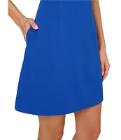 Adrianna by Adrianna Papell Crepe V-Neck Sleeveless Rhinestone Flower Sheath Mini Dress