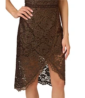 Adrianna by Adrianna Papell Foil Lace Halter Neck Sleeveless High Low Scallop Hem Midi Dress