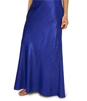Adrianna by Adrianna Papell Foiled Chiffon V-Neck Sleeveless Front Twist Cutout Mermaid Dress