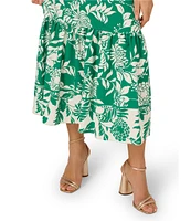 Adrianna by Adrianna Papell Knit Floral Print One-Shoulder Neck Sleeveless Fit and Flare Midi Dress