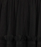 Adrianna by Adrianna Papell Knit Mesh Square Neck Sleeveless Tiered Ruffle Midi Dress