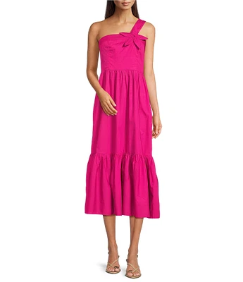 Adrianna by Adrianna Papell One Shoulder Sleeveless 3D Flower Tiered Midi Dress
